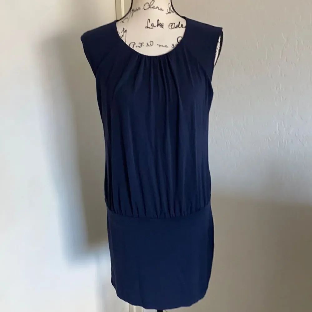 Susana Monaco Blue Feminine Timeless Contemporary Minimalist Dress Event Casual